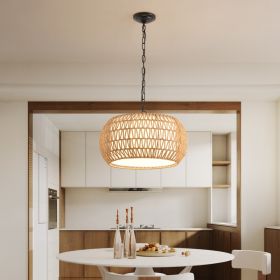 18-Inch Farmhouse Jute Rope Pendant Light – Adjustable Boho Woven Ceiling Fixture
