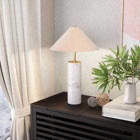 Ciara Beige and White Table Lamp with Marble Base