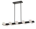 10-Light Black Farmhouse Rectangle Chandelier with Crystal Accents