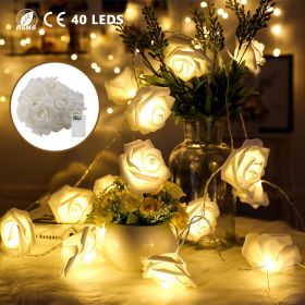 40 LED Rose Flower String Lights 10FT – Battery Operated, 2 Pack