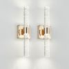 17"(H) Contemporary Crystal Wall Light, Gold Plating Finish with Bubble Crystal, 2-Light Sconce for Bathroom, Bedroom