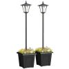 2-Pack 63-Inch Solar Lamp Posts with Planter and Dusk-to-Dawn LED