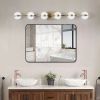 43" Gold LED Bathroom Vanity Light – 6-Light Crystal Sand Acrylic Fixture