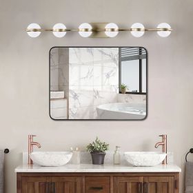43" Gold LED Bathroom Vanity Light – 6-Light Crystal Sand Acrylic Fixture
