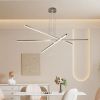 48" Modern LED Chandelier – Geometric 3-Arm Adjustable Hanging Light