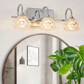 17-Inch 3-Light Vintage Crystal Glass Bathroom Vanity Light – Nickel Finish