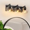 Modern 3-Light Matte Black Bathroom Vanity Light with Clear Glass Shades