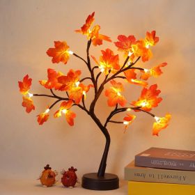 Artificial Autumn Lighting Maple Tree 24 LED Thanksgiving Decoration Desk Lamp Battery USB Power Supply Autumn Harvest Home Decoration Wedding Party G