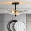 Flush Mount Ceiling Light with Water Ripple Glass Shade – Indoor & Outdoor