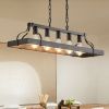 34" Black Industrial 5-Light Linear Chandelier – Adjustable Farmhouse Pendant