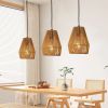 Set of 3 Rustic Hemp Rope Pendant Lights – Farmhouse Hanging Fixtures