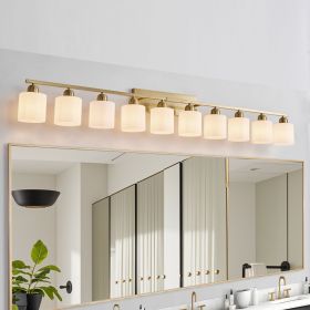 6.5" Modern Gold Bathroom Vanity Light – Milky White Glass Shade