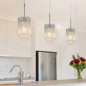5" Modern Crystal Pendant Lights 3-Pack – Chrome with Clear Beads