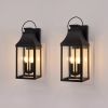 20" Outdoor Wall Lights 2-Pack – 2-Light Modern Black Porch Lantern Sconces