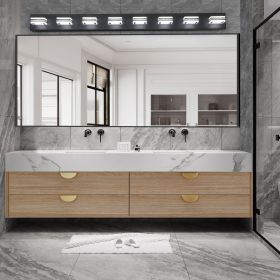 52" Modern 8-Light LED Vanity Light - Sleek Bathroom Wall Fixture, Iron & Acrylic, Dimmable & Energy-Efficient for Bathroom, Mirror Lighting