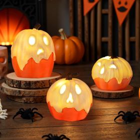 Light-Up Ghost Pumpkin Halloween Decorations, Set of 3