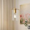Farmhouse Gold 1-Light Pendant with Clear Glass Shade – Adjustable Kitchen Island Light