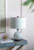 Sarris 23" White & Grey Swirled Glass Table Lamp with Linen Shade
