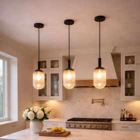 Giza Black & Clear Glass Pendant Lamp – Modern Hanging Light