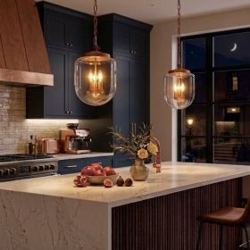 Delphi Pendant Lamp – Coarse Gold Finish with Clear Glass Shade