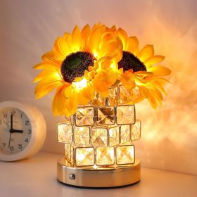 Sunflowers Flower Lamp, Rechargeable Cordless Touch Table Lamp,3-Colour Infinitely Dimming Small Night Light