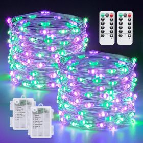 Halloween Lights Battery Operated, 2 Pack 100 LED 33ft Halloween Fairy Lights with Remote, 8 Modes Twinkle String Light for Fireplace Porch