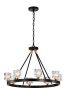 Matte Black & Gold Wagon Wheel Crystal Chandelier – Modern Farmhouse