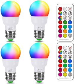 LED Color Changing Light Bulb, 40W Equivalent, 450LM, 2700K Warm White 5W E26 Screw Base RGBW