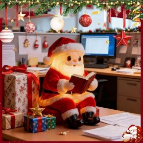 Santa Claus Reading Book Lamp – Vintage Light-Up Christmas Santa Statue