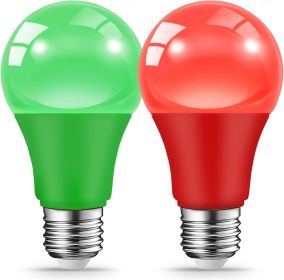 Red & Green LED Light Bulbs 2-Pack – 9W 60W Equivalent E26 Holiday Bulbs