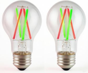 3CCT LED Bulbs 60W Equivalent – Red, Green & White E26 A19, 2-Pack