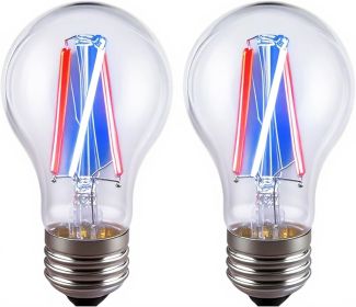 3 Color Temperature LED Bulb E26 Medium Base 60W Equivalent, Red and Blue Color Changing Light Bulb 3CCT A19 LED 6W Clear Glass, Not Dimmable, 2