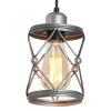 Industrial Mini Cage Pendant Light – Silver Gray Rustic Farmhouse Fixture