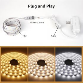 LED Tunable White Strip Light, Warm to Cool White, 16.4ft Dimmable Bright LED Tape Lights, 300 LEDs 2835, Strong 3M Adhesive, Not Cuttable