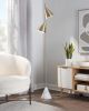 65" Brushed Gold Metal Floor Lamp with White Faux Marble Base – Modern Standing Light
