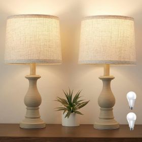 18.5" Vintage Farmhouse Table Lamps Set of 2 with Oatmeal Linen Shades