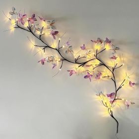 Vine Light with Butterfly 48LED 5.9FT Enchanted Wall Decoration Vine Lights 8 Light Modes for Indoor Home Wall Decoration(Warm White)