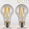 3 Color Temperature LED Bulb E26 Medium Base 60W Equivalent, 2700K Warm White and 6000K Daylight Color Changing Light Bulb 3CCT A19 LED 6W Clear Glass