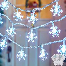 2 Pack Christmas Snowflakes Lights, 26 Ft 50 LED Snowflake String Lights Battery Operated