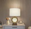 28" Antique Polyresin Table Lamp with Floating Crystal Center Accent