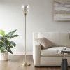 67-Inch Antique Brass Uplight Floor Lamp with Mercury Glass Shade