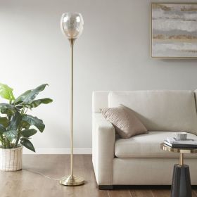 67-Inch Antique Brass Uplight Floor Lamp with Mercury Glass Shade