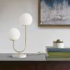 20" Modern Gold 2-Light Globe Table Lamp with Frosted Glass Shades