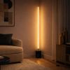 64-Inch Prism Brassed Gold LED Floor Lamp with Faux Marble Base