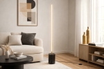 64-Inch Prism Brassed Gold LED Floor Lamp with Faux Marble Base