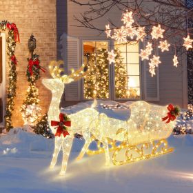 6-Foot Lighted Reindeer & Santa Sleigh Outdoor Christmas Decoration