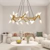 41" Golden Modern Branch Chandelier with Frosted Tubes & Adjustable Cords