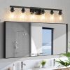 37" Modern 6-Light Black Bathroom Vanity Light with Clear Glass Shades