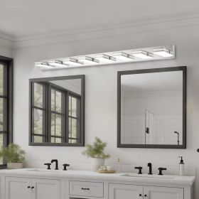 Modern Chrome LED Vanity Light, 8-Lights Wall Sconce for Bathroom and Mirror, Sleek Minimalist Design, Energy-Efficient, Easy to Install
