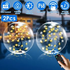 2Pcs Floating Pool Lights 14in Solar Powered Pool Balls IP68 Waterproof Inflatable Pool Decoration Lights with Remote Control 3 Light Modes Timer